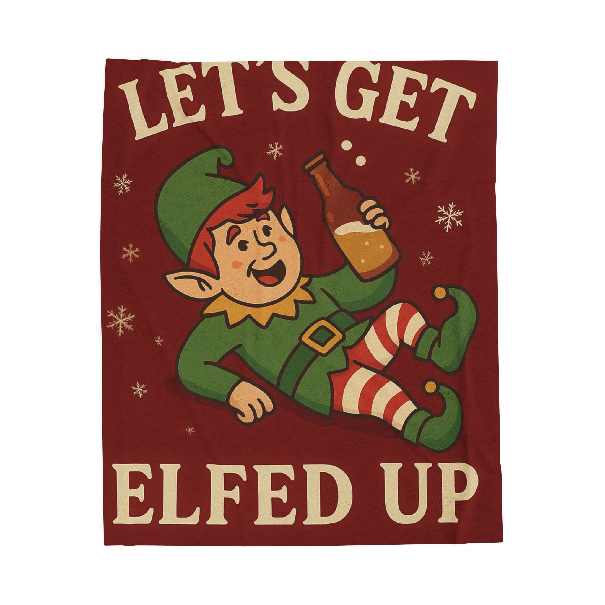 Funny Holiday Throw Blanket, "Let's Get Elfed Up" Cozy Plush Blanket
