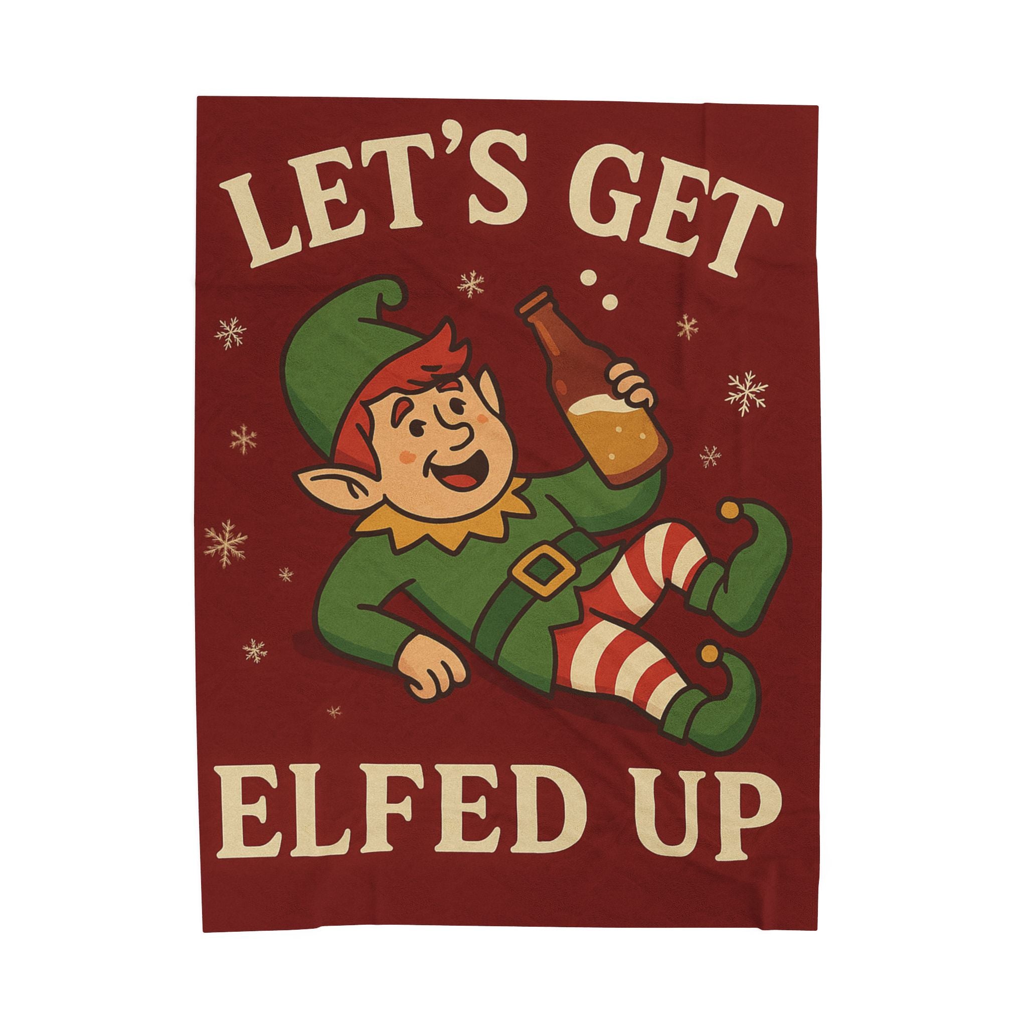 Funny Holiday Throw Blanket, "Let's Get Elfed Up" Cozy Plush Blanket